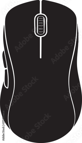 Wireless Computer Mouse Silhouette Black Vector Icon Illustration