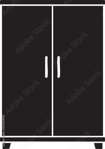 Wardrobe Cabinet Silhouette Bedroom Furniture Vector Icon