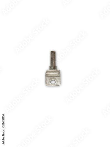 Quadro su tela Isolated White Little Old Silver House Key.