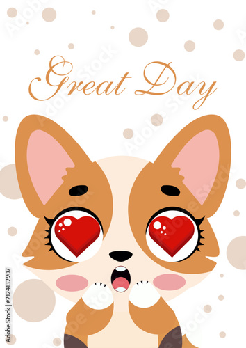 Cute baby animal greeting card collection set with adorable pet characters funny eyes heart love quote for kids nursery print poster graphics design