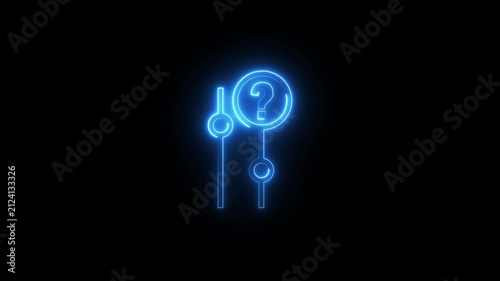 Neon blue interface slider icon featuring a question mark symbol animated on dark background.