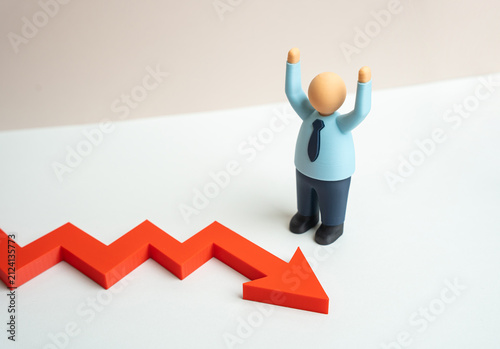 Foto A businessman is surprised that business is deteriorating