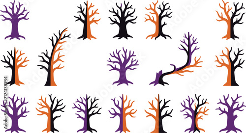 Happy Halloween Colorful stylized trees with autumn leaves illustration Vector