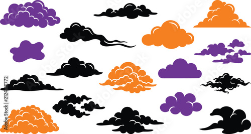 Happy Halloween Colorful isolated cloud illustrations in various shapes and styles Vector