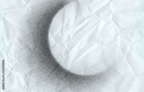 Crescent Moon Shadow on Crumpled White Paper Abstract Background