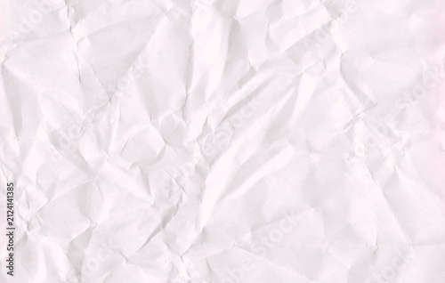 White Crumpled Paper Texture Background with Wrinkled Abstract Surface