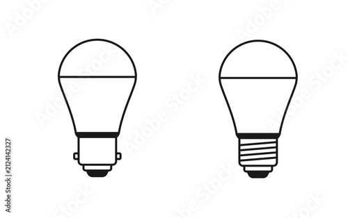 Light Bulb Fitting Types, bayonet cap and Edison screw,icon,symbol,