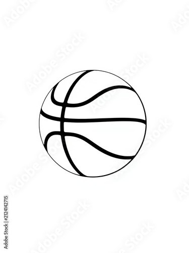 Isolated basketball ball outline icon in white with black shadows, court, illustration