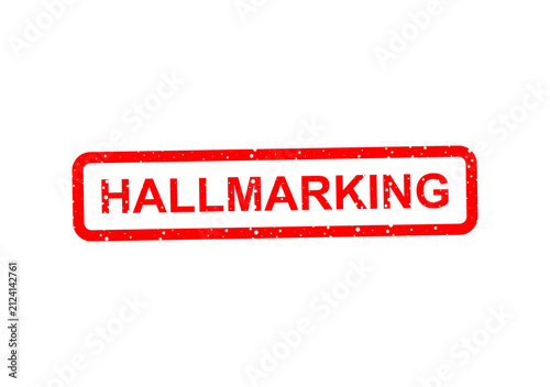 Foto Red hallmarking stamp with text on white background illustration