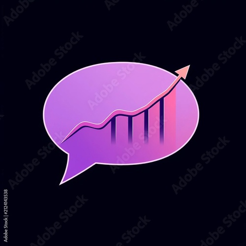 Speech bubble with growth graph vector design consult logotype, upward, graph