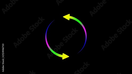 Colorful circular refresh arrows rotating smoothly on a transparent background, ideal for loading, reload, update, sync, and loop concepts.