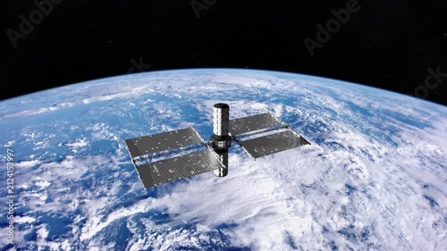 Inflatable Space Station Orbiting Planet Earth