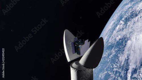Satellite Being Deployed From a Rocket in Earth Orbit