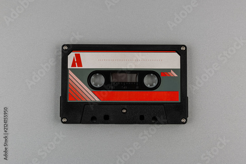 Foto Retro audio cassette tape on grey back