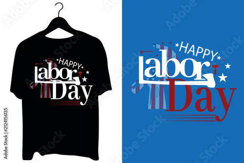 Happy Labor Day Patriotic T-Shirt Design with USA Flag Stars and Stripes Typography