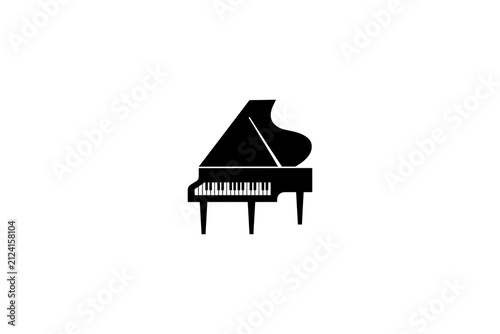 Luxury piano black silhouette clean white background high resolution picture