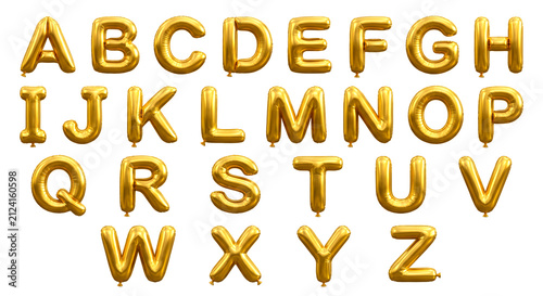 alphabet letter golden colour from baloon isolated on transparent png