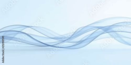 Abstract Blue Smoke Wave Background with Flowing Curves, Smooth Lines and Futuristic Vector Design for Modern Wallpaper Illustration