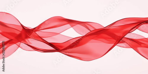 Elegant Red Satin Ribbon Bow with Flowing Silk Curves on White Background for Gift Decoration Luxury Design Wallpaper and Festive Celebration Illustration