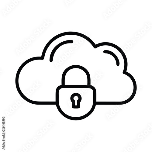 Secure cloud data storage icon for digital security.