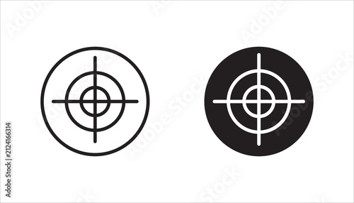 Clean target icon set with outline and solid styles. Ideal for business goals, gaming, marketing, navigation, precision, UI, and web applications.