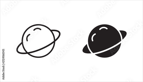 Minimal planet icon set with outline and solid versions. Ideal for astronomy, science, education, universe themes, mobile interfaces, websites, and branding.