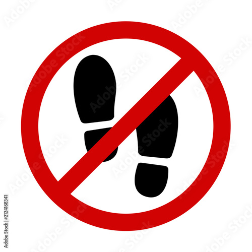 No shoes footprint symbol. Warning sign Vector image