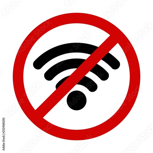 No Wifi symbol. Warning sign image