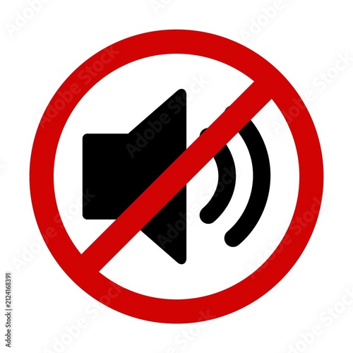 No Sound symbol. Warning sign image