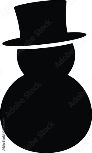 Silhouette vector snowman wearing a classic formal top hat design
