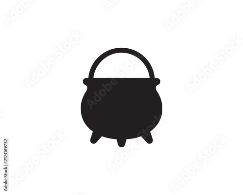 Black silhouette icon of a witch cauldron pot with a handle