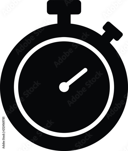 Silhouette vector stopwatch icon for measuring time and speed design