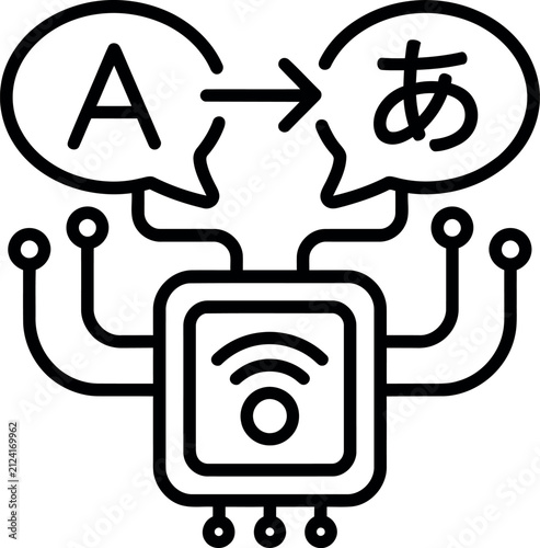 Konstfotografi Language translation artificial intelligence concept icon with speech bubbles tr