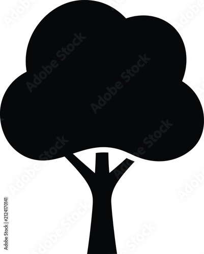 Silhouette vector tree icon for environmental and forest ecology design