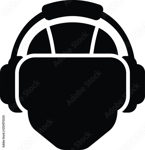 Silhouette vector virtual reality headset device icon flat graphic design