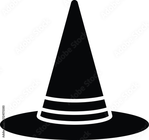 Silhouette vector wizard hat illustration for festive spooky holiday design