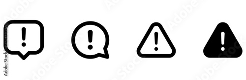 Warning Alert Icon Set. exclamation mark warning and alert symbols - Error Vector Icons - Warning triangle icons with exclamation mark symbol