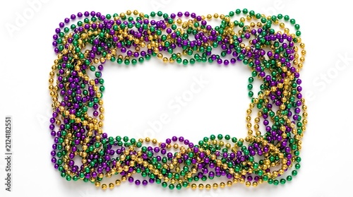 Quadro su tela A festive rectangular frame made of colorful purple green and gold mardi gras be