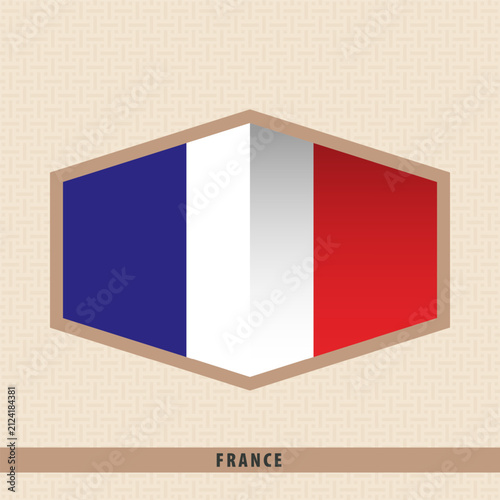 France Flag Hexagon Badge. Modern Geometric Emblem.