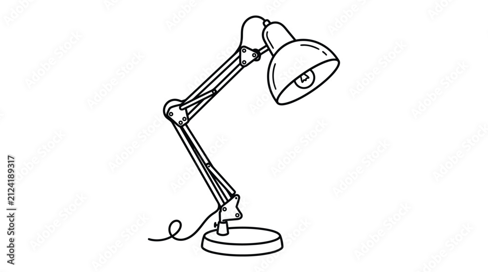 Obraz premium Adjustable desk lamp line drawing a black silhouette