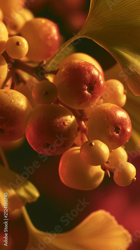 Ripe Red And Yellow Berries In Warm Golden Light