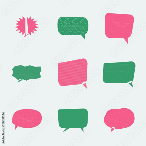 Colorful set of speech bubble conversation icons with modern flat design