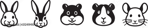 Foto A collection of cute hand drawn animal faces including rabbits a hamster a guine
