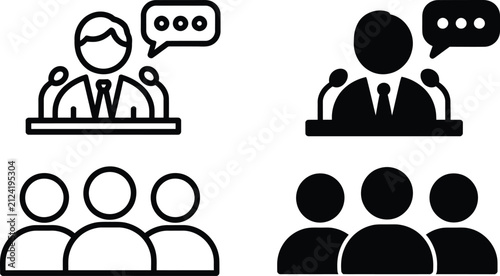 Foto Professional speaker presenting to vector illustration