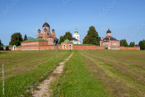 View of the ancient Spaso-Borodinsky Monastery on a sunny July morning. Borodino field. Moscow region, Russia