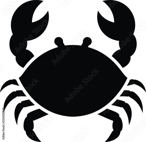 Silhouette vector crab icon for marine life and seafood design