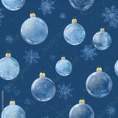 Christmas ornaments with snowflakes on blue background