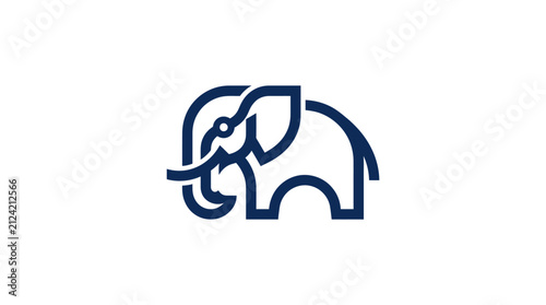 Foto Blue minimalist elephant outline icon