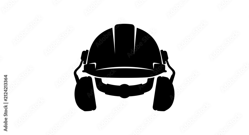 Fototapeta premium Construction helmet silhouette on a white background safety headwear design