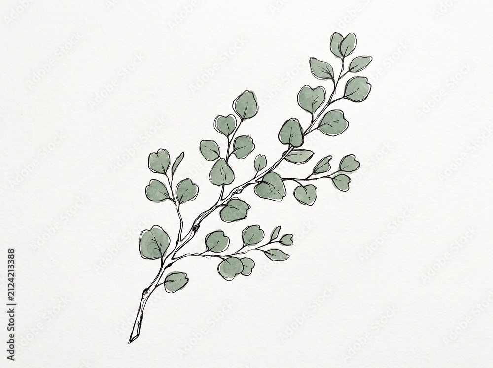Obraz premium Hand Drawn Eucalyptus Branch Illustration